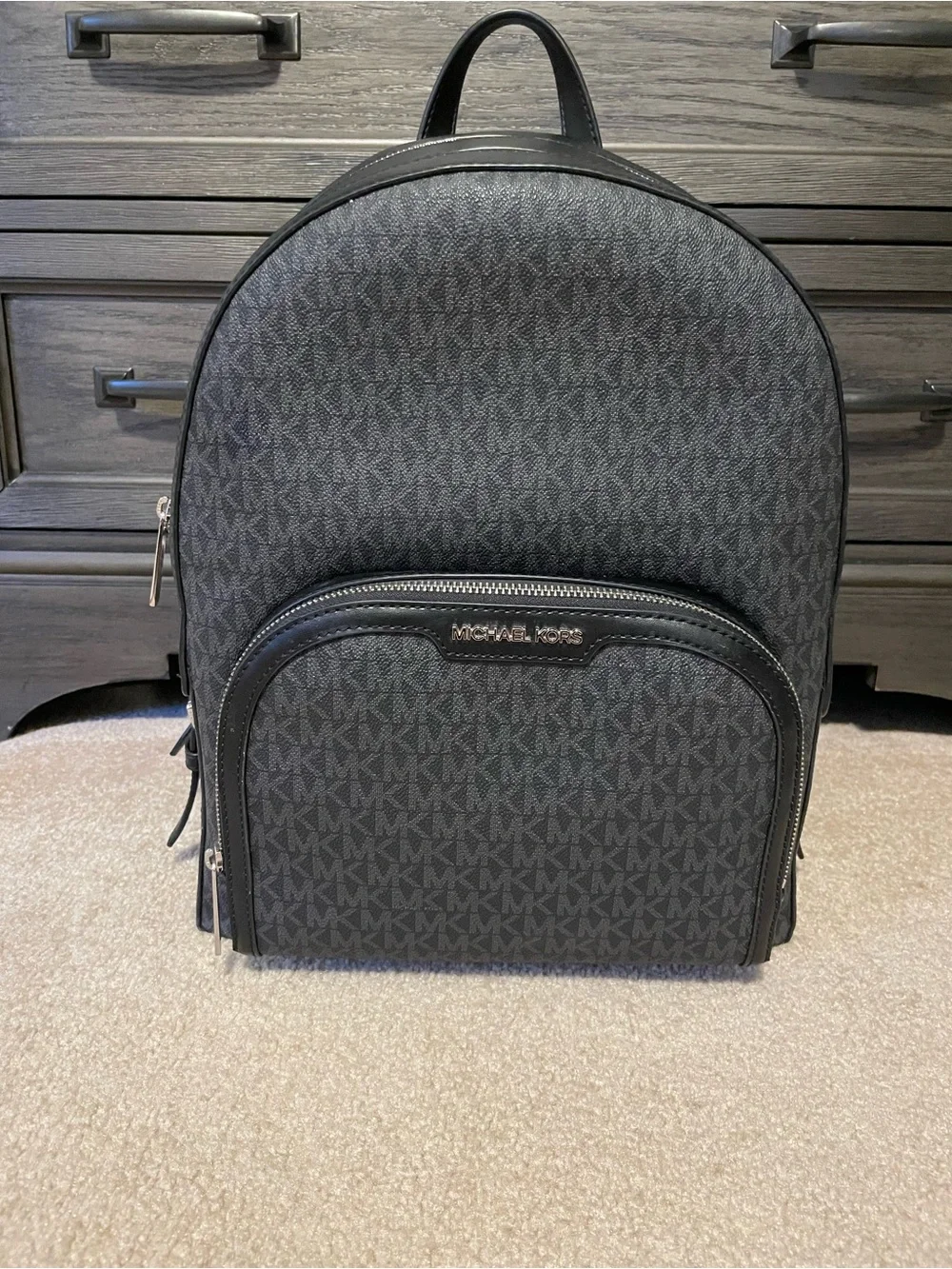 Michael Kors Black Signature Logo Backpack with Wallet